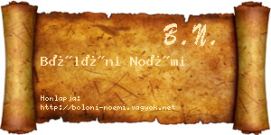 Bölöni Noémi névjegykártya